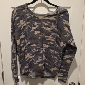 Maurices Gray and Black Camo Knit Sweater